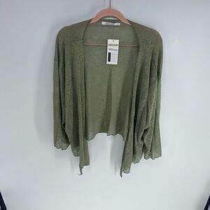 Measeor Women's Olive Green Open Front Cardigan Sweater NWT 4XL